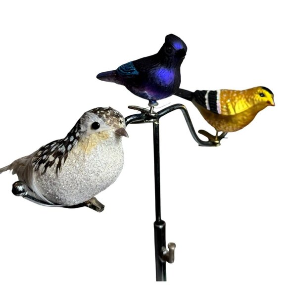 Vintage 2 Glass 1 foam Christmas Birds clip-On Bird - Lot Of 3- Nice Cond! - Picture 2 of 12